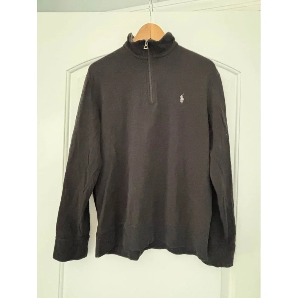 Polo Ralph Lauren Performance Men's Quarter Zip Pullover Sweatshirt Black Medium